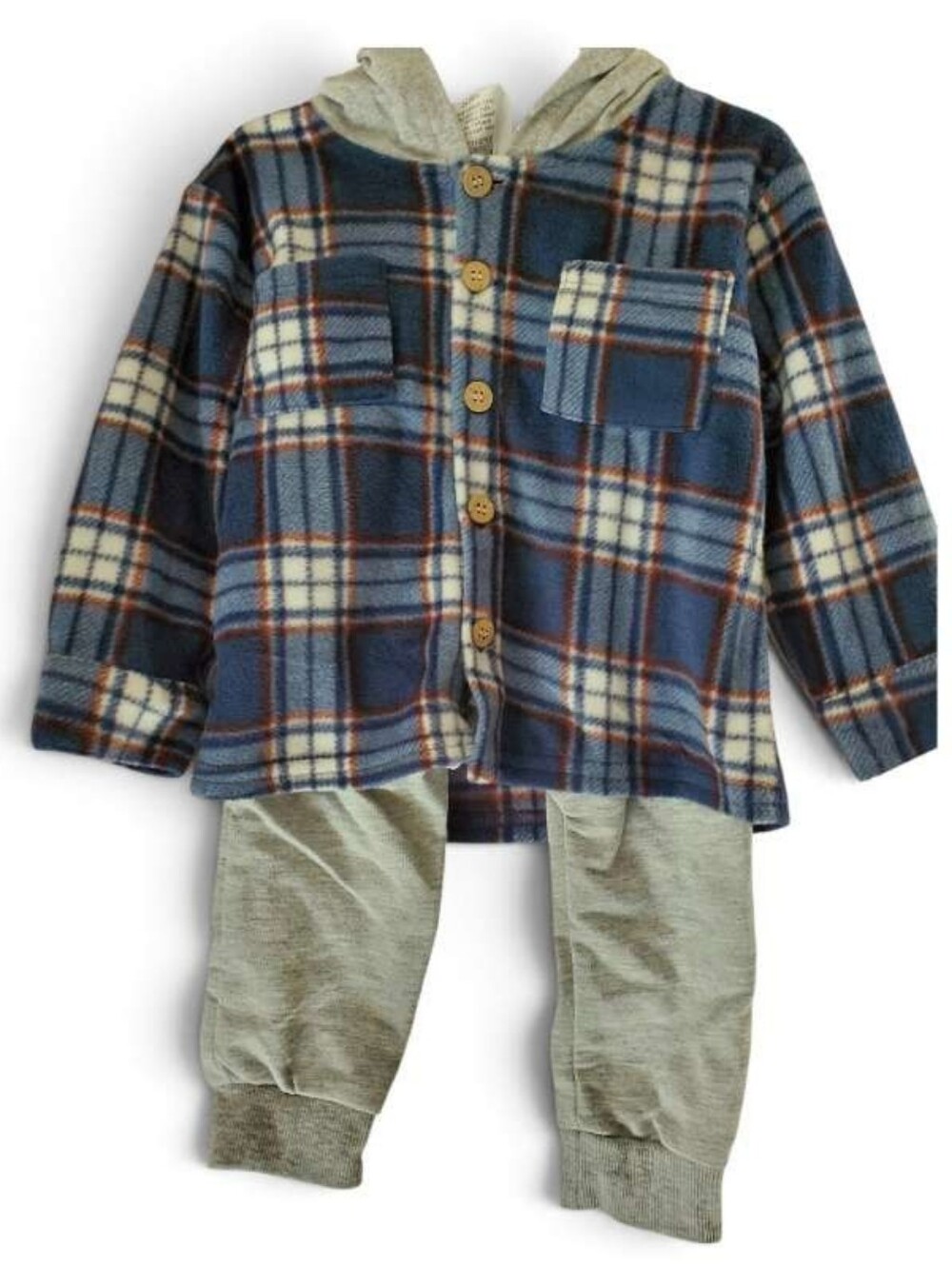 NEW NWT Bloomin Baby Boys 12 Months 2 Piece Warm Flannel Hooded Pant Set